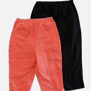 D&Co Women’s Pull-On Capri Pants Melon Pink & Black Casual Weekend L